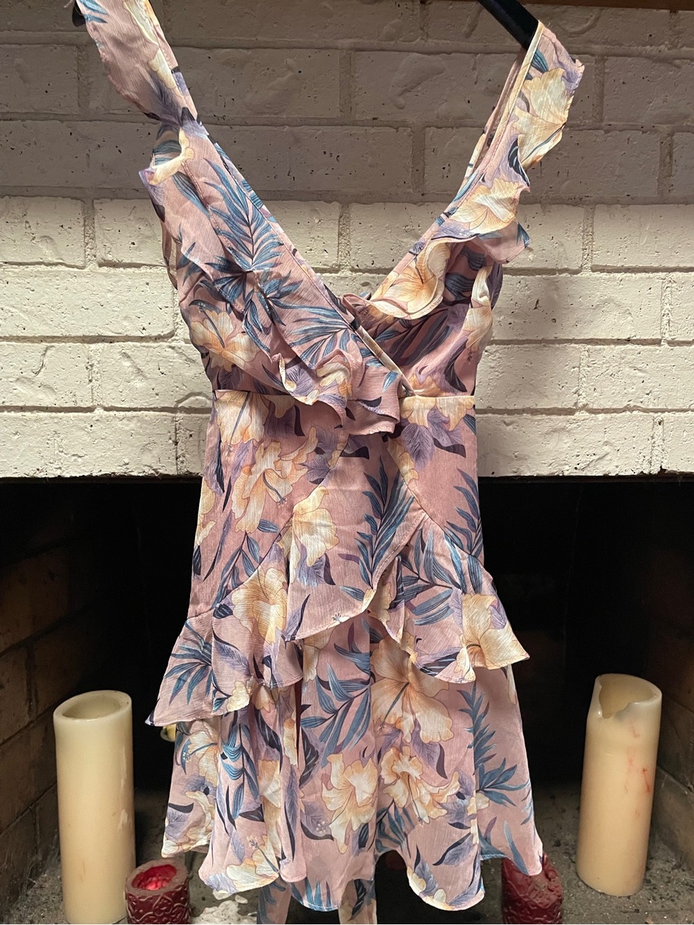 Pink and purple floral ruffle Windsor dress
